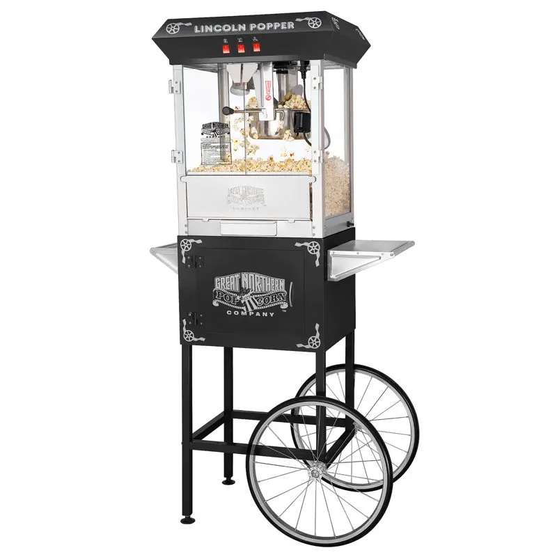 

Машина для приготовления попкорна с тележкой-Поппер производит 3 галлона-8 унций чайника, выдвижной ящик для старой кофеварки, согревающий поднос и от (черный) Dtf духовка нарисованная b