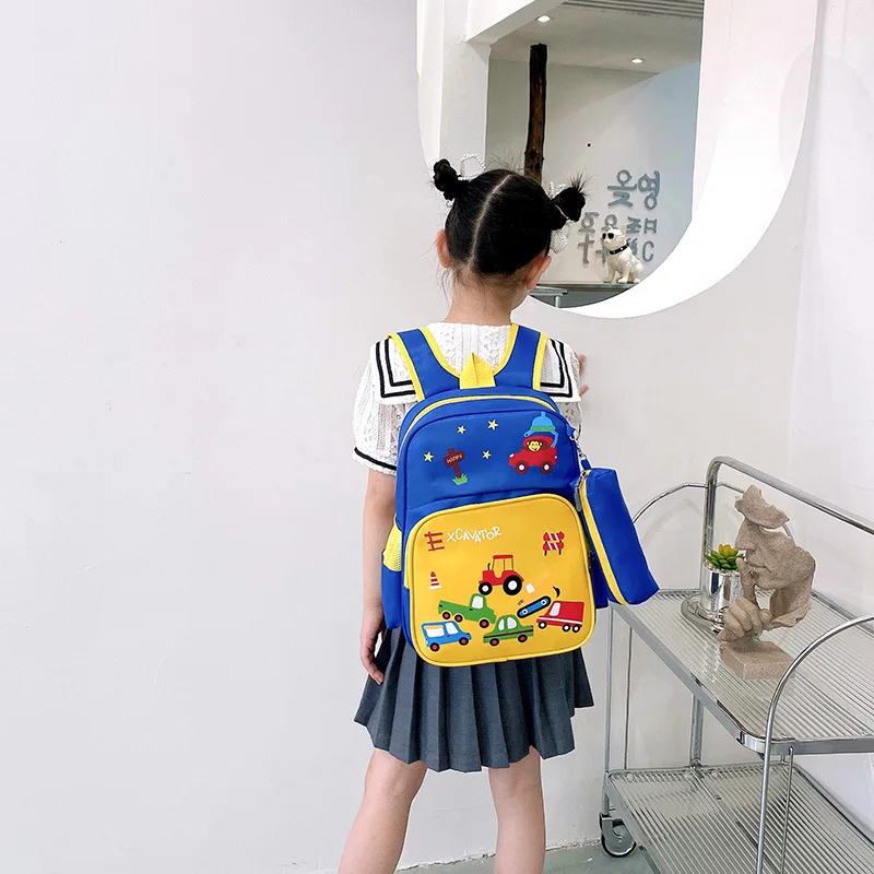 Children's Schoolbag Cartoon Fashion Cute Car Kindergarten Backpacks for Preschool Boys and Girls Large Capacity Schoolbag