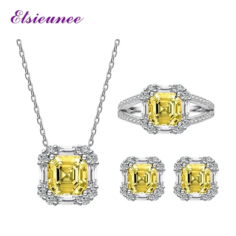 Роскошное ожерелье из стерлингового серебра 925 пробы 7 мм огранка Asscher Citrine