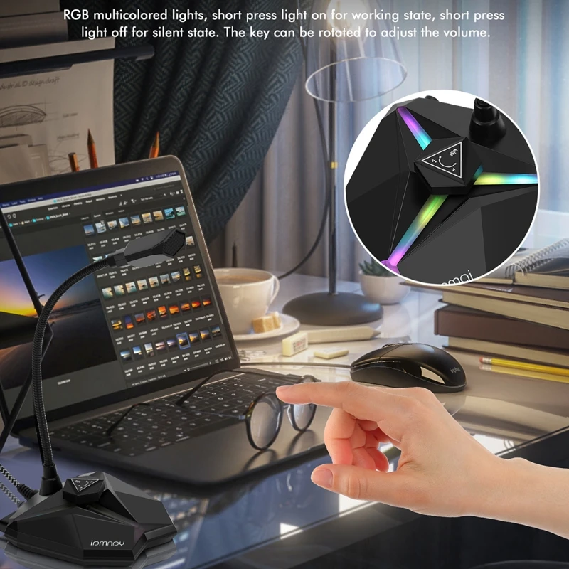 Регулируемый USB-микрофон B03F для игр RGB-подсветка совместимый с женским