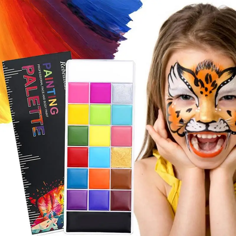 

Face Painting Palette 20 Colors Oil Based Face Paint Palette Safety Makeup Supplies Waterproof Long Lasting Easy Removal For