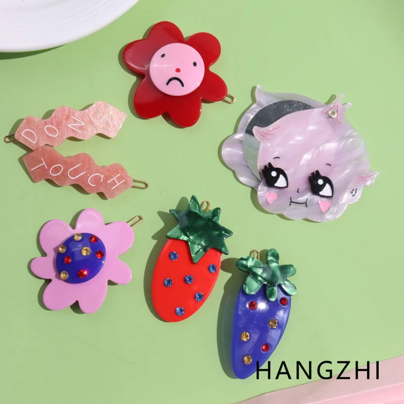 Ful Side Clip Cute Cartoon Flower Strawberry Bangs Clip Daily Personality Hair Accessories For Women New