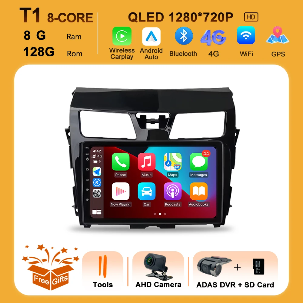 

Мультимедийный проигрыватель для Nissan Altima Teana 2013-2015 с GPS-навигацией на Android 16, беспроводным CarPlay, 4G, Wi-Fi, Bluetooth, DSP, 10-дюймовым QLED-экраном