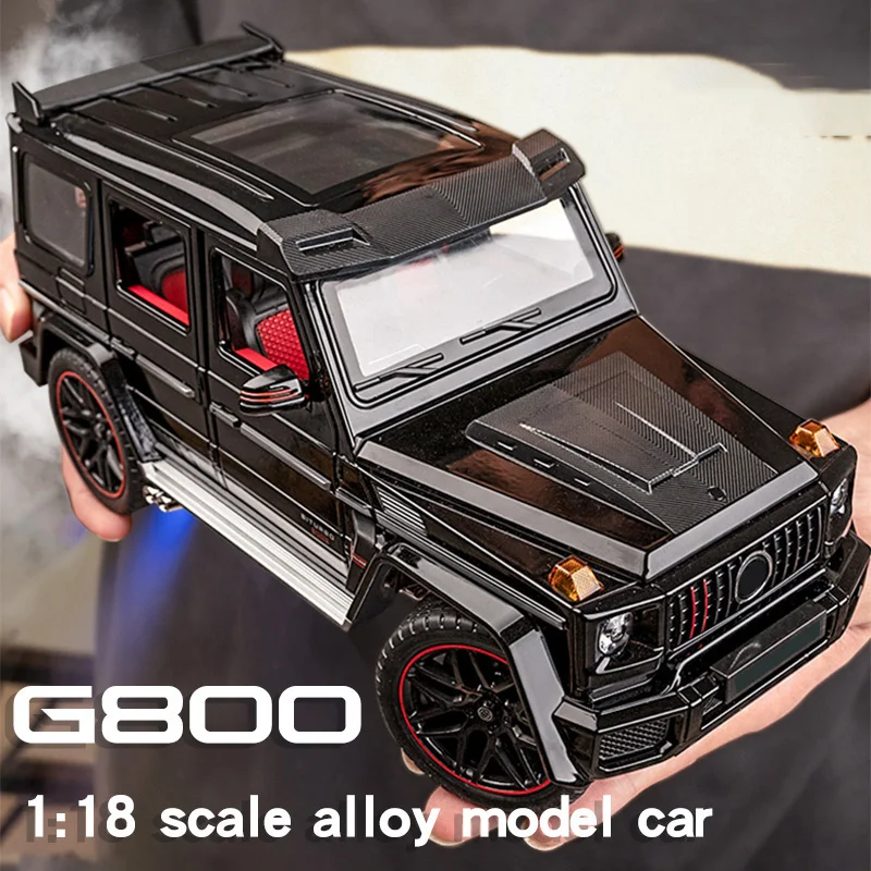 

1/18 Diecast Scale G800 Off-Road Vehicle SUV Alloy Model Car Collection Sound & Light Sprayable Toy Car Birthday Gift for Kids