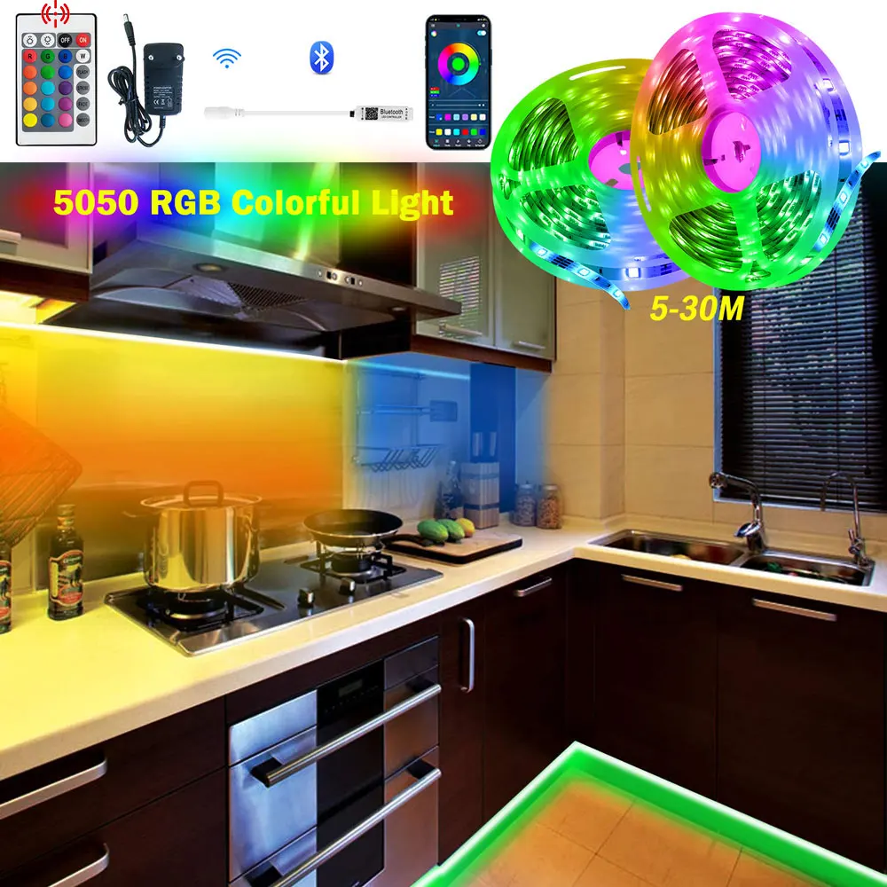 

RGB LED Strip Lights Phone App Controller Kit 5050 RGB Led Strip 12V Lamp Ribbon Gift TV Screen Decor Lights For Room Bedroom
