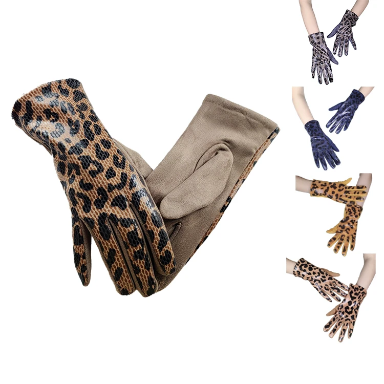 Новые модные женские перчатки с леопардовым принтом и украшением сексуальные из