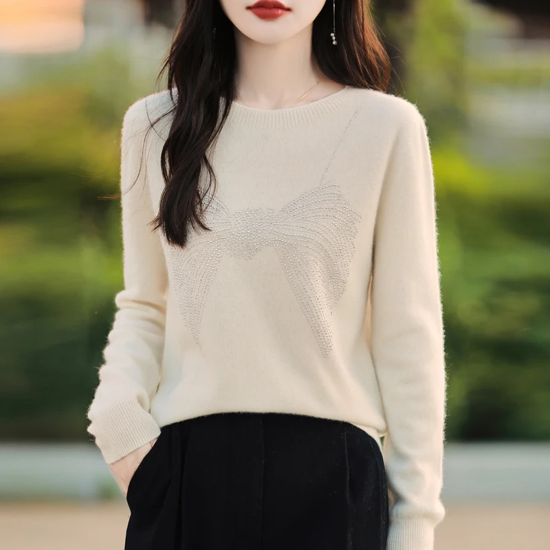 Осень-зима свитер с круглым вырезом женский топ длинным рукавом модный
