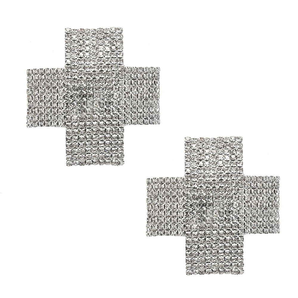 Sexy New Metal Nipple Covers For Women Silver Rhinestone Stainlesssteel Bra Nipple Pasties Reusable Cross Shape Nipple Stickers