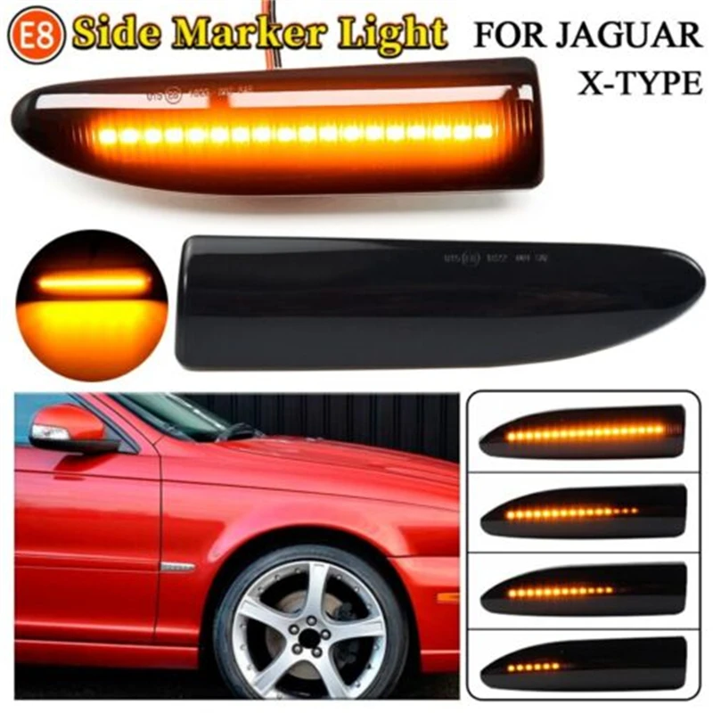 

Clear 2PCS Dynamic Led Side Marker Turn Signal Light Lamp For 2002-2008 Jaguar X-Type Car Accessories