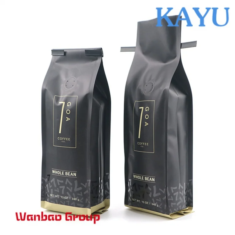 Wholesale empty pasta de cafe 500g 250g custom print valve powder bean coffee bags