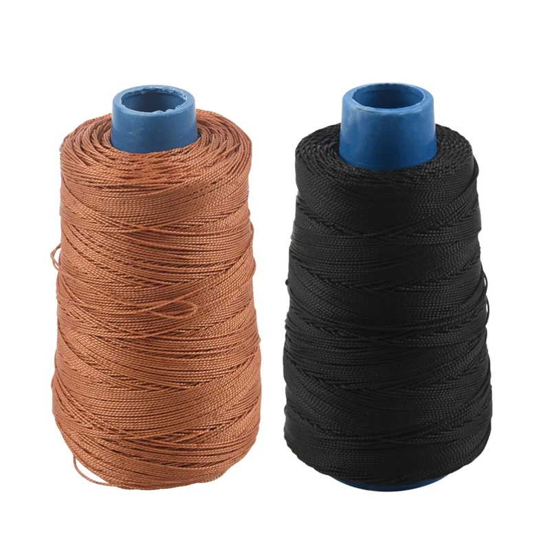 

2 Pcs 400M 80Lbs Nylon Twisted Bowstring Thread Fishing String Sewing Cord Kite Line, Brown & Black