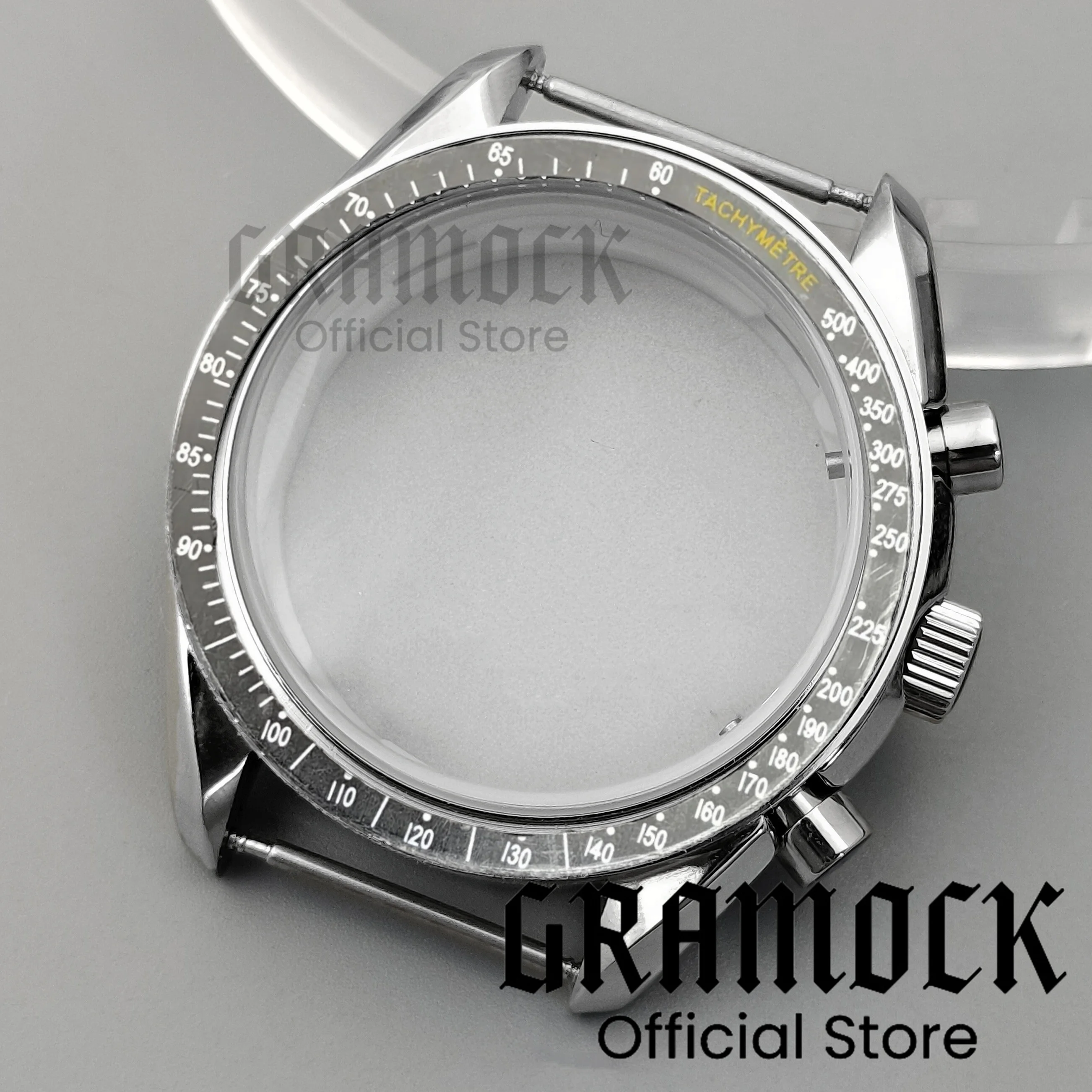 Фото Стеклянный корпус Gramock 40 мм с покрытием из стали 316L, желтый, серый, черный, красный, аксессуары для часов, подходят для VK63 VK64 VK67 VK68, кварцевый механизм №5
