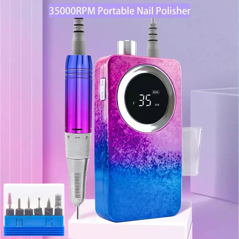 NEW Nail Drill Cordless 35000RPM Manicure Electric Machine Nail Drill Wireless Nail File Pedicure Rechargeable Drill Cordless