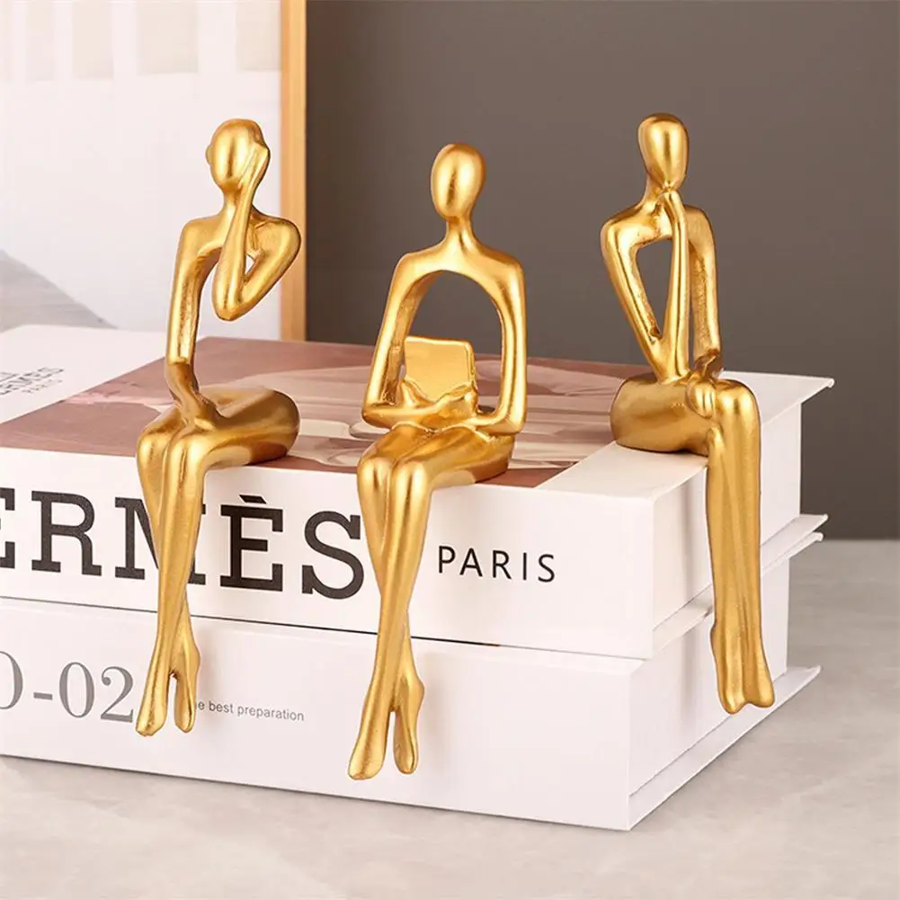 

Figurines For Indoor Decoration Home Accessories Nordic Living Room Decor Resin Embellishments Humanoid Gold Abstract Statu P7t9