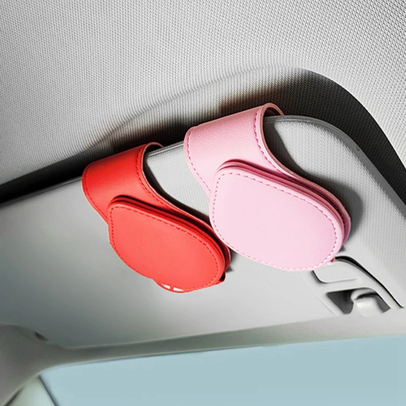 

10colors PU Leather Sun Visor Clip Car For Sun Glasses High-speed Card Storage Car Organizer Universal Car Glasses Clip