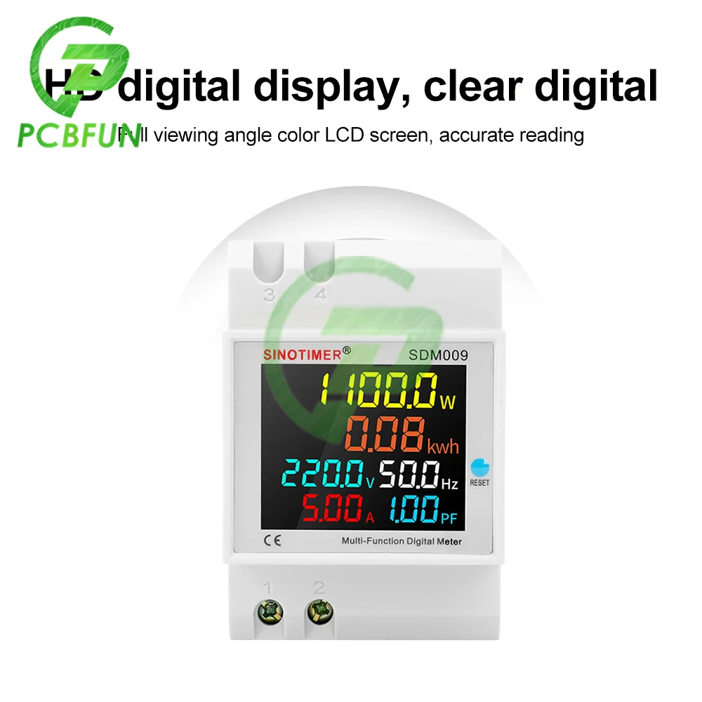 

Цифровой вольтметр-Амперметр на Din-рейке, измеритель переменного тока, мощности, энергии, кВт/ч, ваттметр, напряжение, ток, Частотный фактор, ...