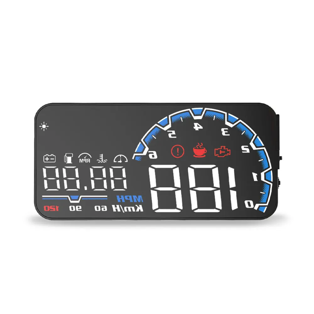 

Car HUD Head Up Display Available for Cars With OBD2 and EUOBD Port 5 Inches Windshield Projector Alarm OBD Speedometer Gauge