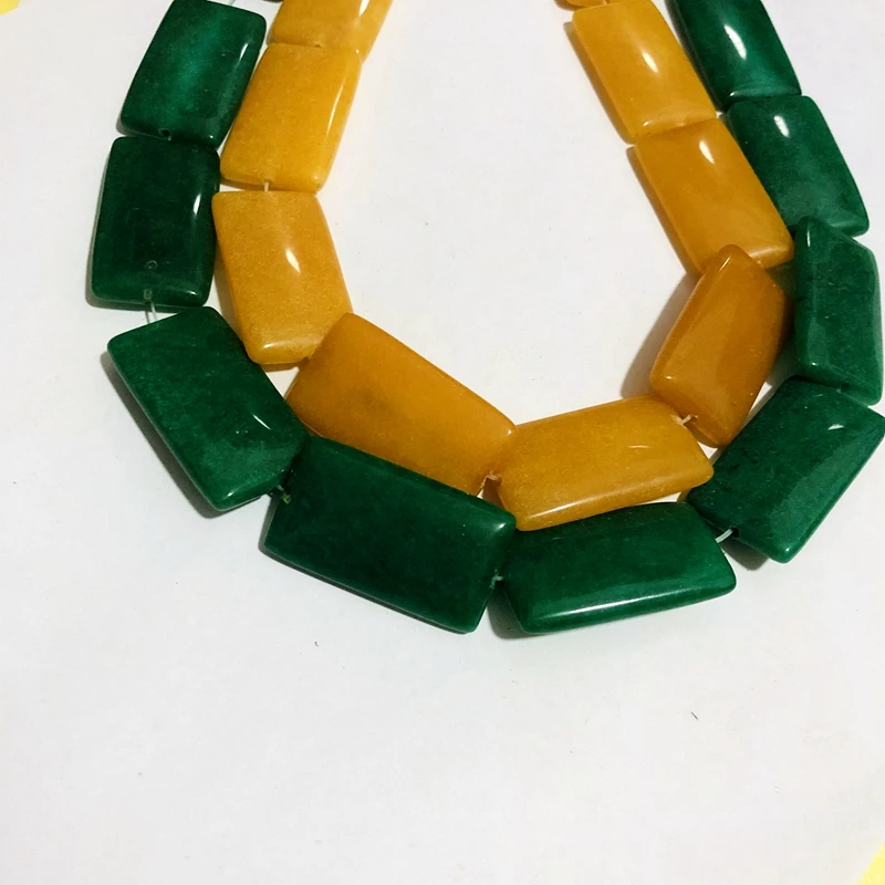

Wholesale Natural Yellow Green Jade Beads 20x35mm Rectangle Gemstone Loose Beads For Jewelry,15.5" String