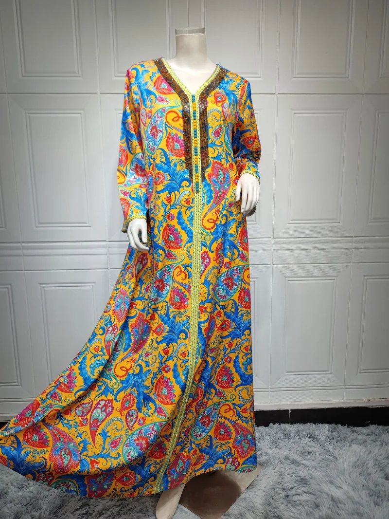 Muslim Fashion Women Dubai Turkish Long Sleeve Abayas Wedding Party Evening Gown Robe Femme Musulmane Islamic Clothing Bubu