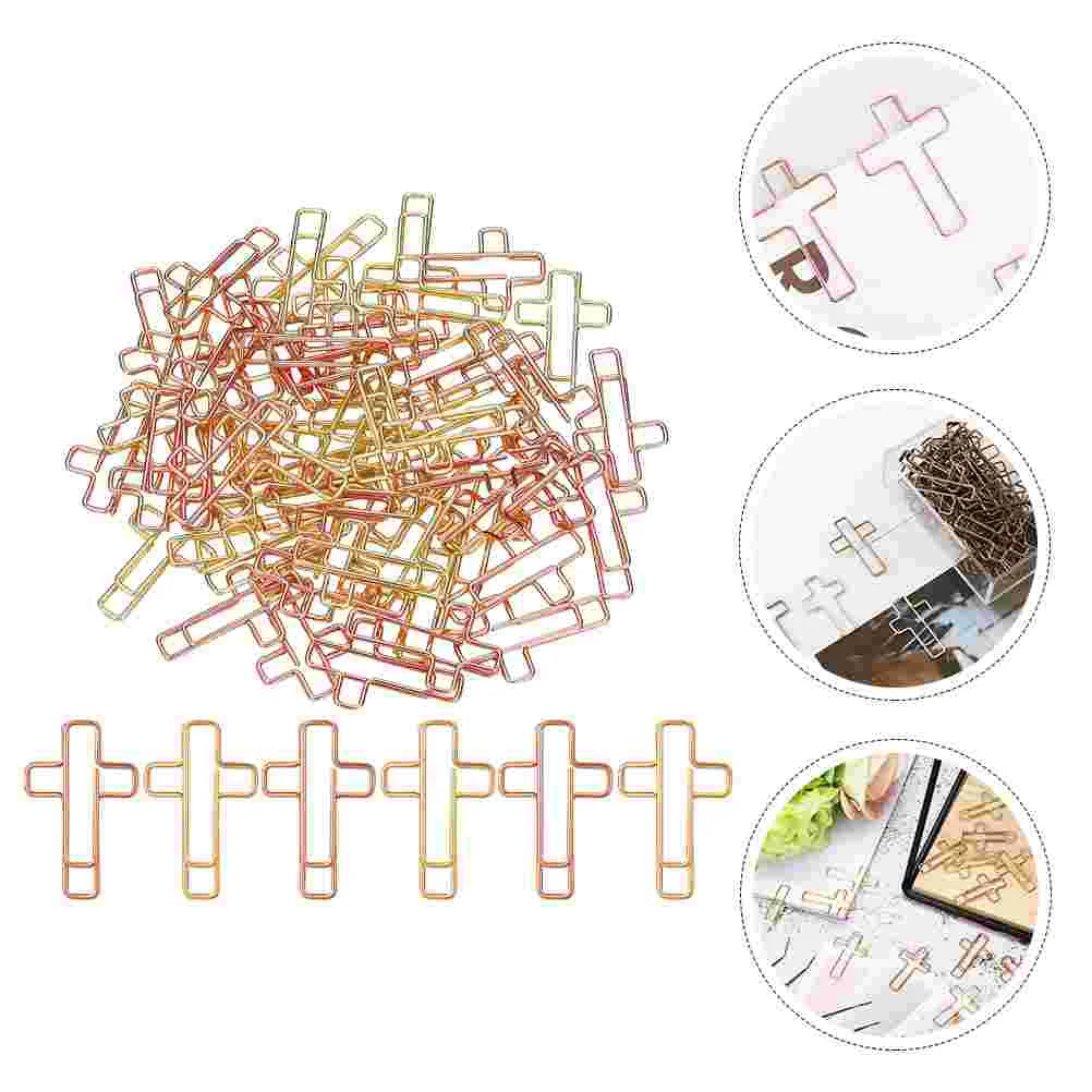 

40 Pcs Paper Holder Student Jumbo Paperclips Metal Clamps Cross Shape Bookmarks