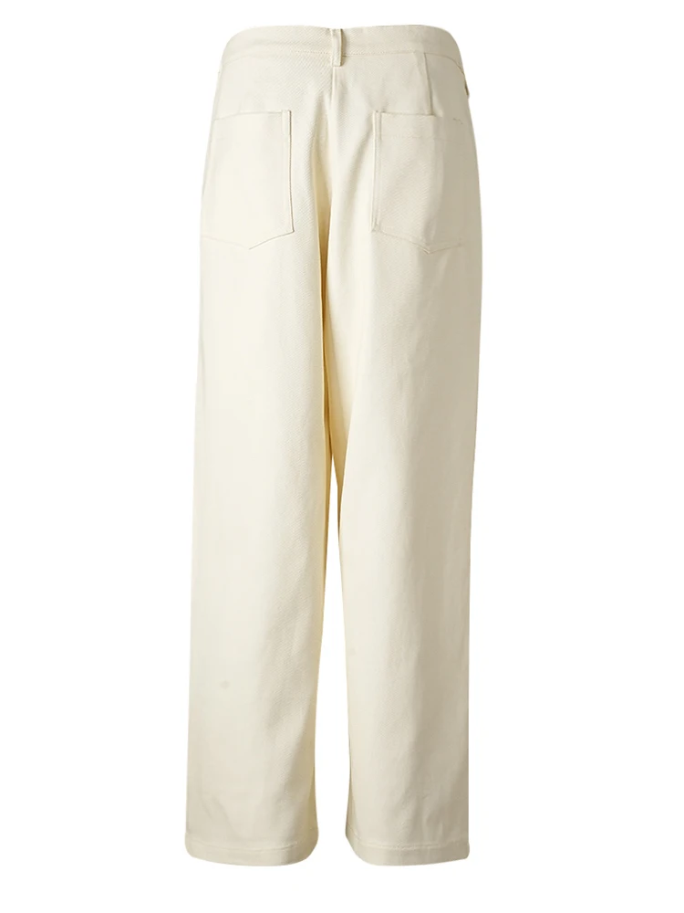 EAM Длинные широкие брюки с высокой талией и черными пуговицами новые женские