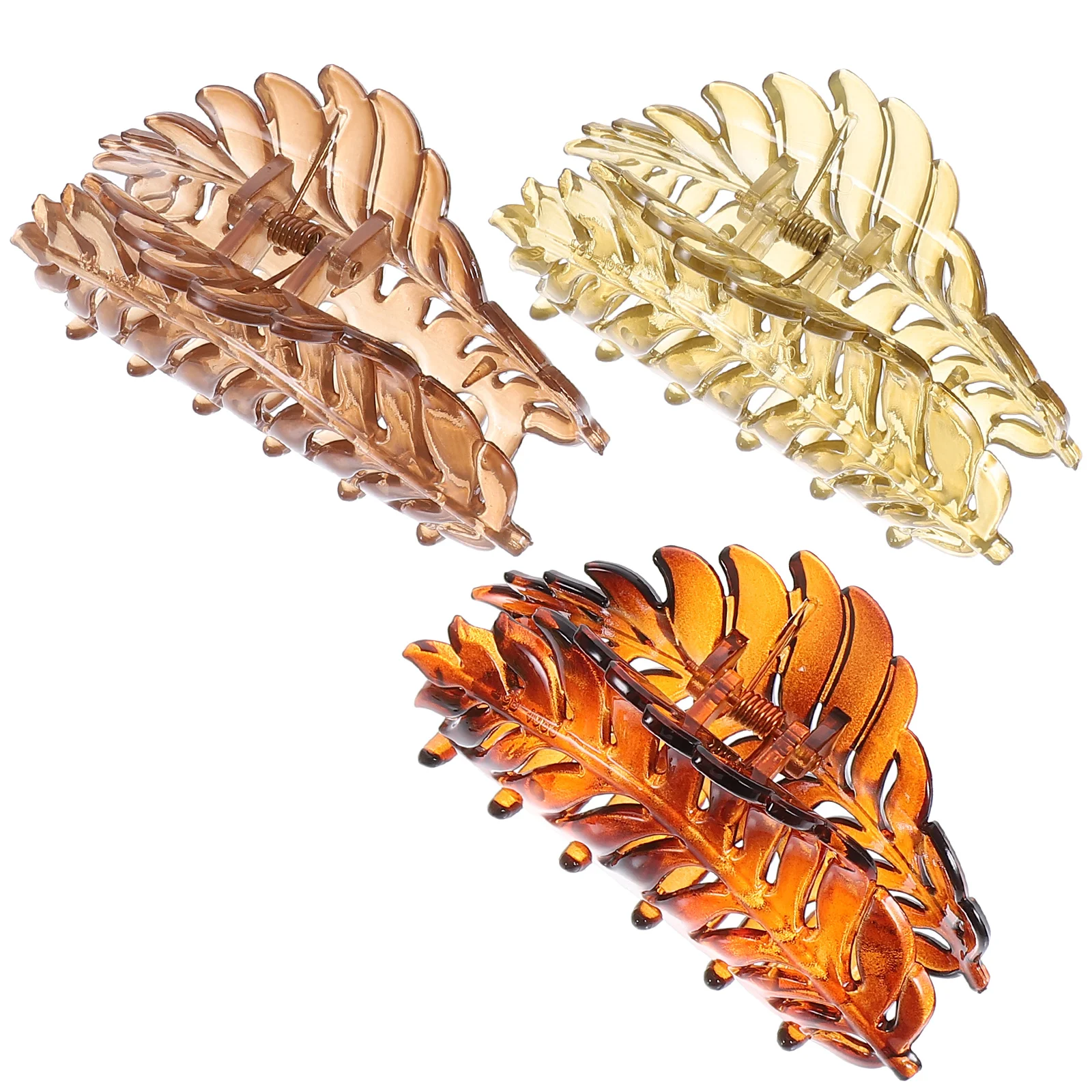 

3 Pcs Leaf Hairpin Clips Flat Modeling Claw Thick Large Plastic Accessories Women Thin
