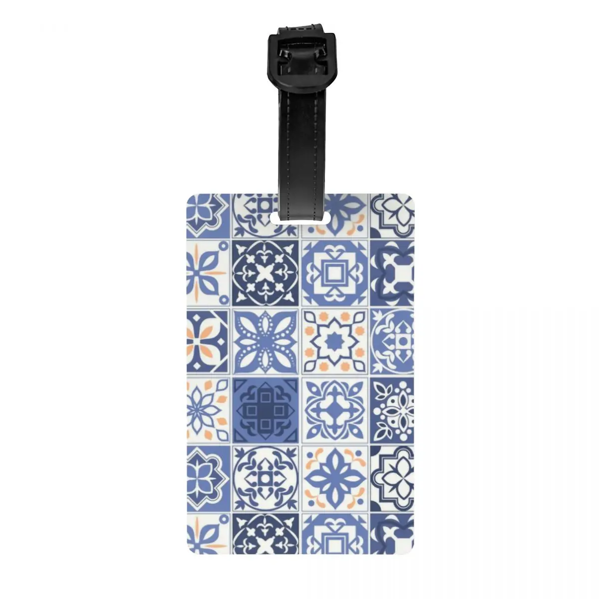 

Blue Portuguese Tile Luggage Tag Portugal Azulejo Flower Travel Bag Suitcase Privacy Cover ID Label