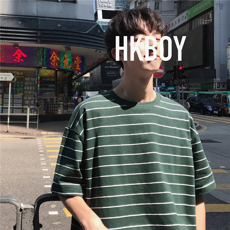 

Stripe Clothes for Teenagers Simple and Loose CASUAL MAN STREETWEAR TSHIRT Alternative Clothing Short Sleeve T-shirts Fornite