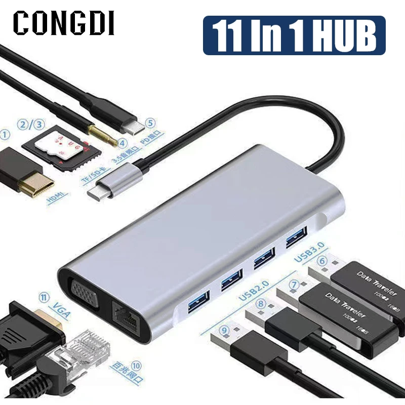 

USB-концентратор 11 в 1 с портом USB 3,0 и поддержкой HDMI