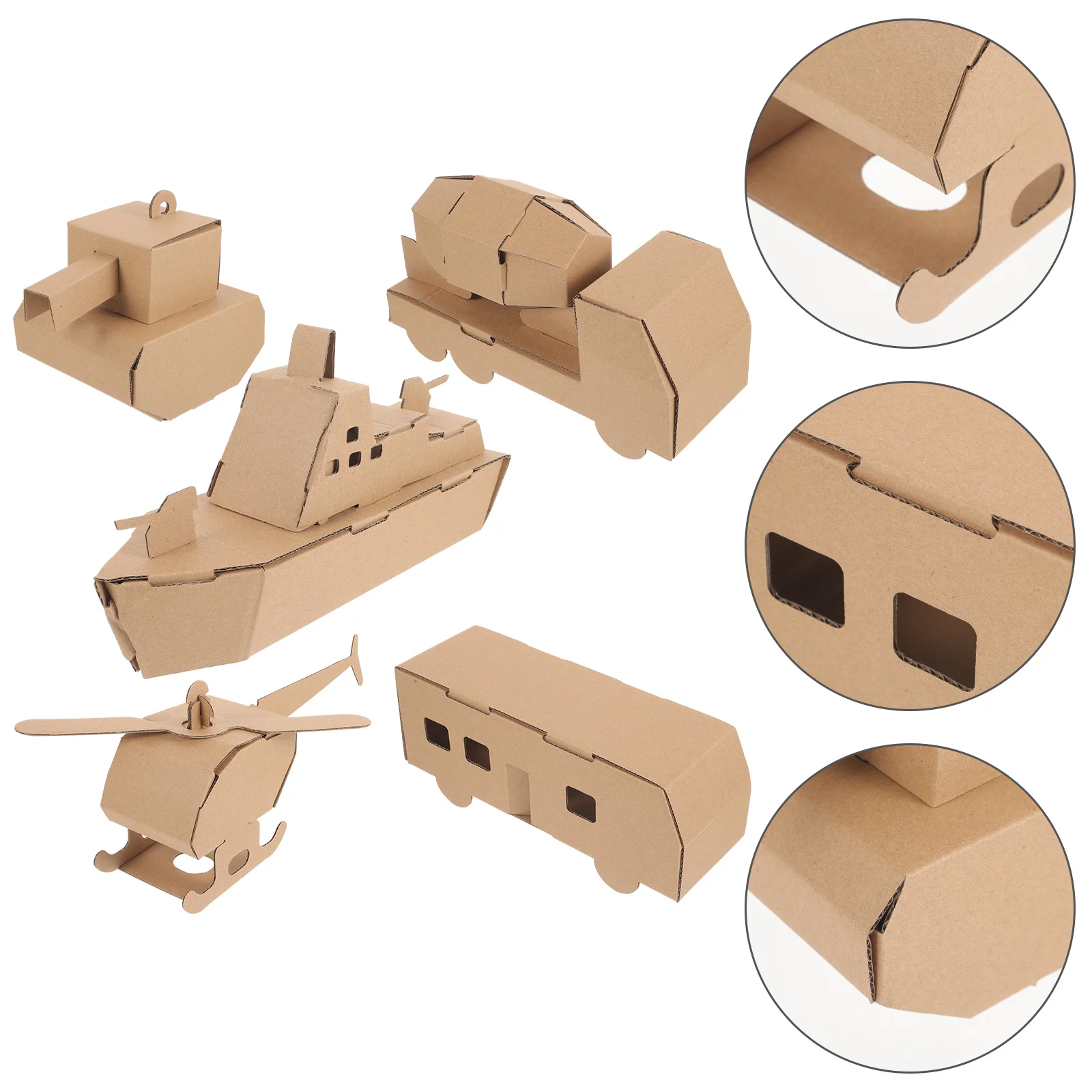 5 Pcs Children's Handmade Paper DIY Model Airplane Tank Car Submarine Cardboard Kindergarten Assembly Toys Children’s Accessory