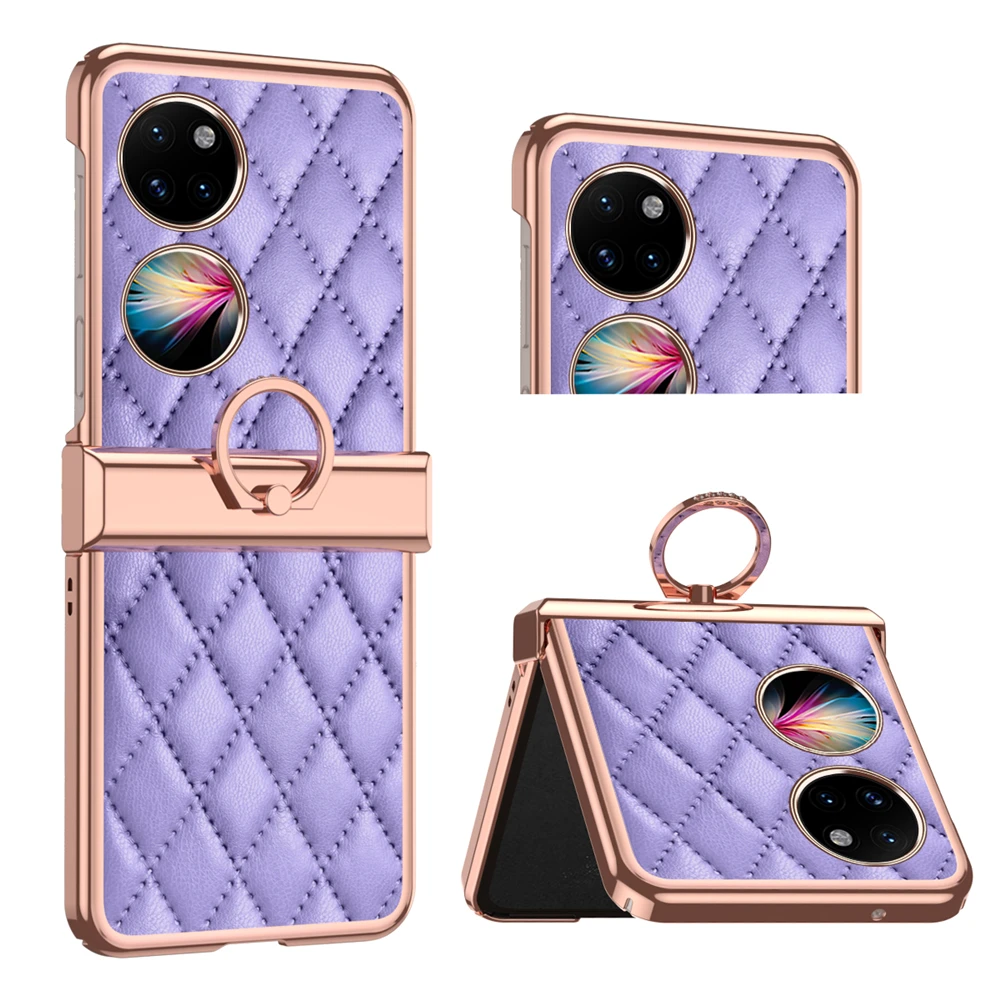 

Luxury Plating Ultra-thin Leather Back Cover For Huawei P50 Pocket 4G Case Camera Protection Shockproof Phone Cases Coque Fundas