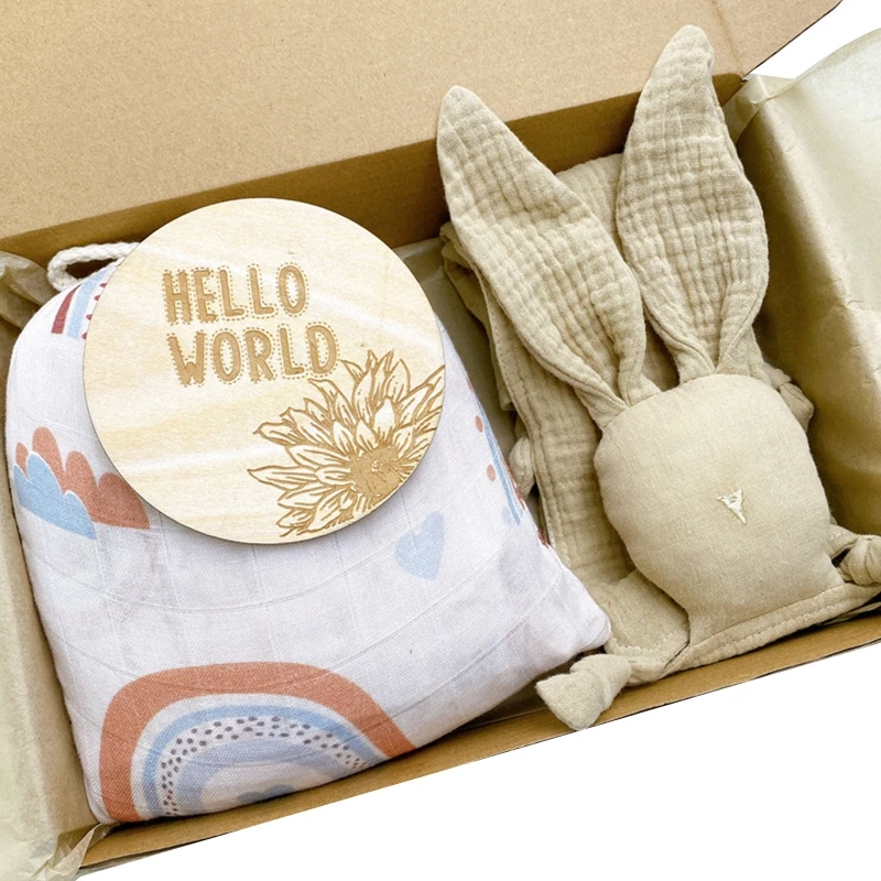 

Комплект для кроватки из хлопка с салфеткой и деревянными фигурками, для новорожденных, для мальчиков, девочек