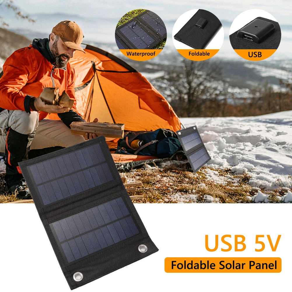 

Foldable Solar Panel Cells 6W 5V Outdoor Solar Panel Power Bank for Mobile Phone Outdoor with Carabiner Traveling Camping Hike