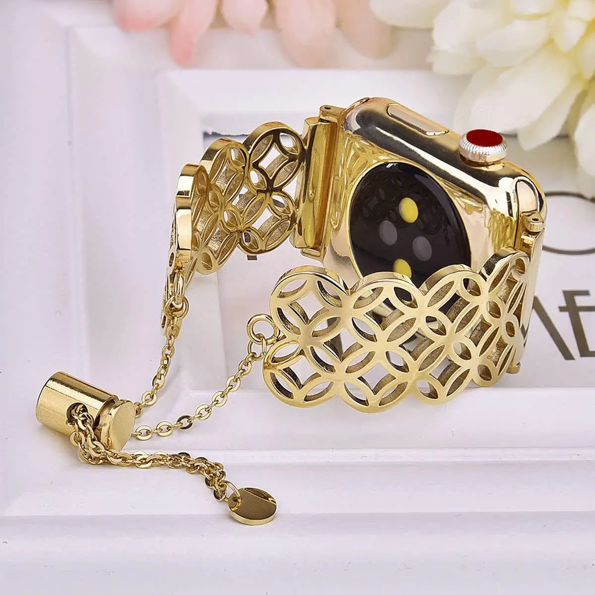 Ремешок из нержавеющей стали для Apple Watch 7 41 45 40 44 мм роскошный металлический