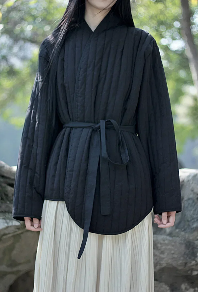 UMI MAO хлопковое льняное пальто женское 2023 зимнее винтажное литературное дзен