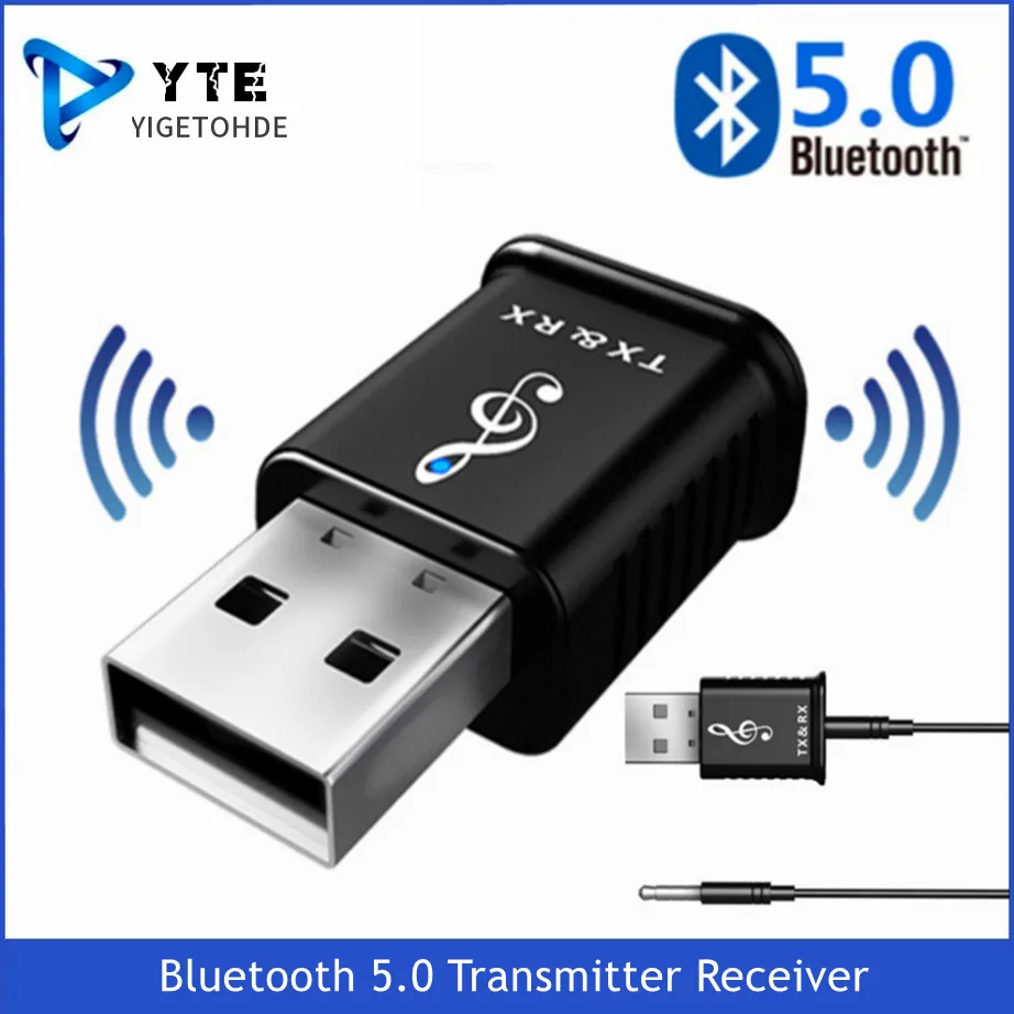 

YIGETOHDE 2 in1 Bluetooth 5.0 Transmitter Receiver Mini 3.5mm AUX Stereo Wireless Bluetooth Adapter For Wireless Earphone TV MP3