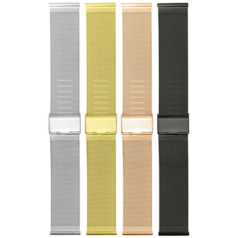 

Ремешок «Миланская сетка» для мужских часов, универсальный браслет из нержавеющей стали, 12 мм 14 мм 16 мм 18 мм 20 мм 22 мм 24 мм