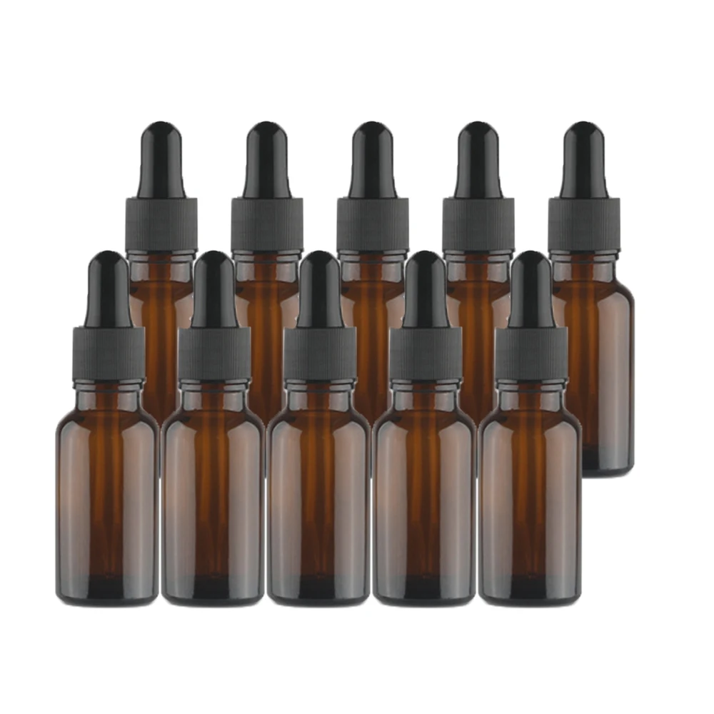 

10pcs 15ml 20ml 30ml Amber Glass Dropper Bottle Jars Vials With Pipette For Cosmetic Perfume Essential Oil Bottles