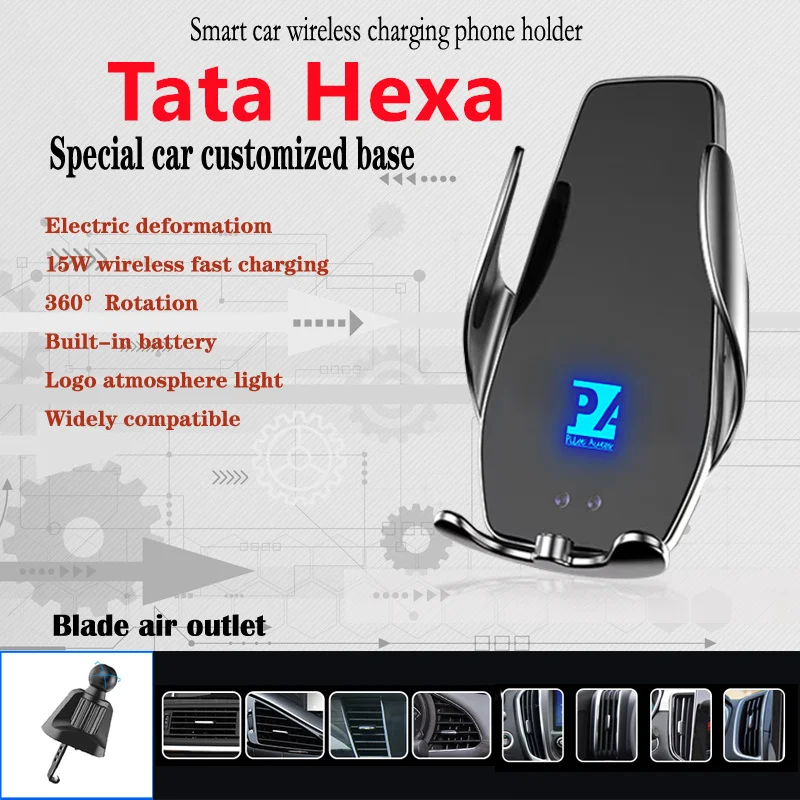 

Для TATA Hexa 2014 2015 2016 Автомобильный держатель для телефона Беспроводное зарядное устройство 15 Вт кронштейн для навигации GPS Поддержка 360 вращения