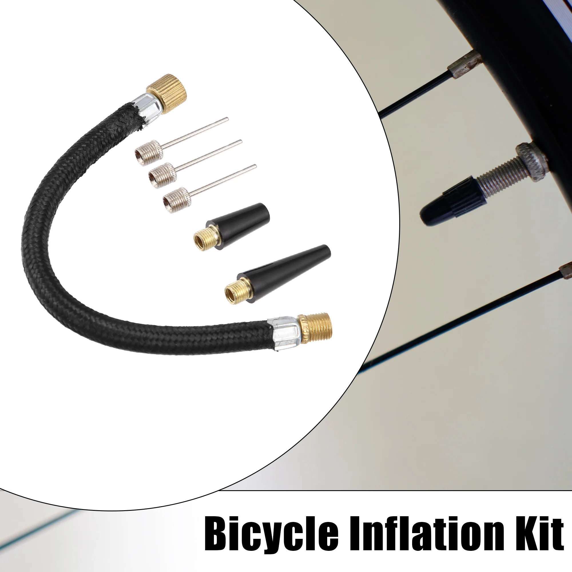 

X Autohaux 5/7pcs 1 Set Bicycle Tyre Air Pump with Inflation Needle Tapered Nozzles Extension Hose Air Pump Tool Cycling Tools