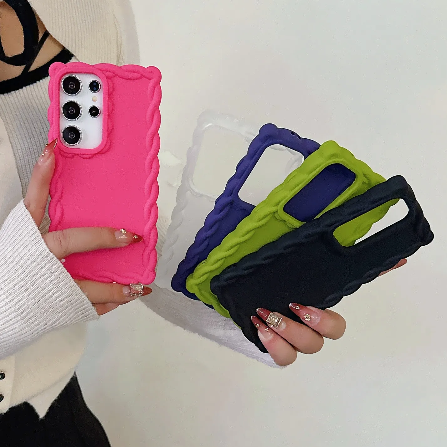 Милый волнистый кремовый чехол для телефона Samsung S25 S24 FE Ultra Plus A06 A16 A55 A35 A25 A15 A05 A05S A54