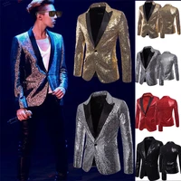 mens slim fit blazer suit jacket leisure one button sequined glitter suit jacket carnival costume for wedding party festive
