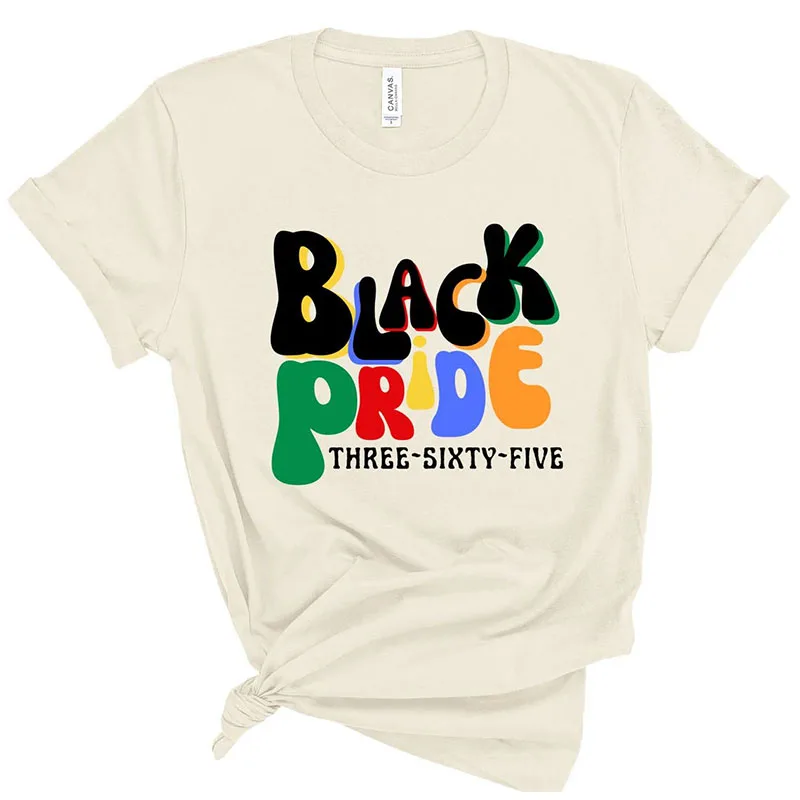 

Black Pride Rainbow Letters Printing Melanin T shirt Short Sleeve Loose Cotton Graphic Tees 2023 Summer Black Lives Matter Shirt