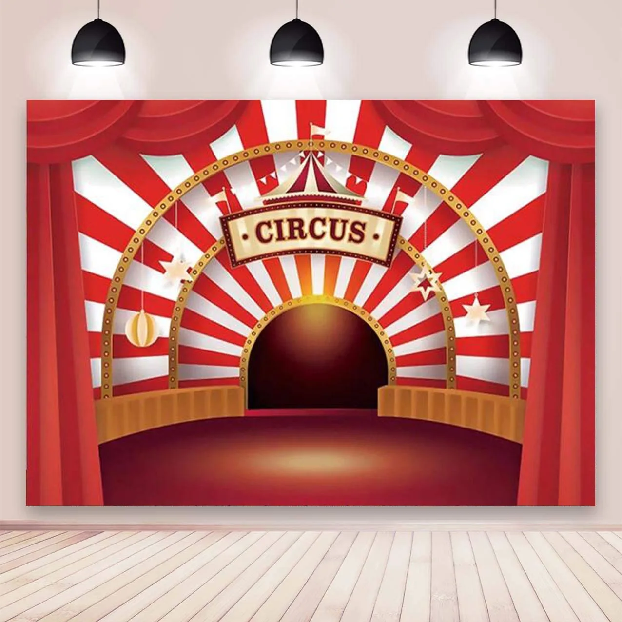 

Circus Theme Party Backdrop Carnival Red Curtain Baby Shower Kids 1st Birthday Party Photography Background Cake Table Banner