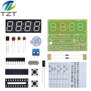 Цифровой светодиодный дисплей TZT AT89C2051, 4 бита, электронные часы, набор для производства электроники, комплект «сделай сам», 0,56 дюймов, красный, две будильника