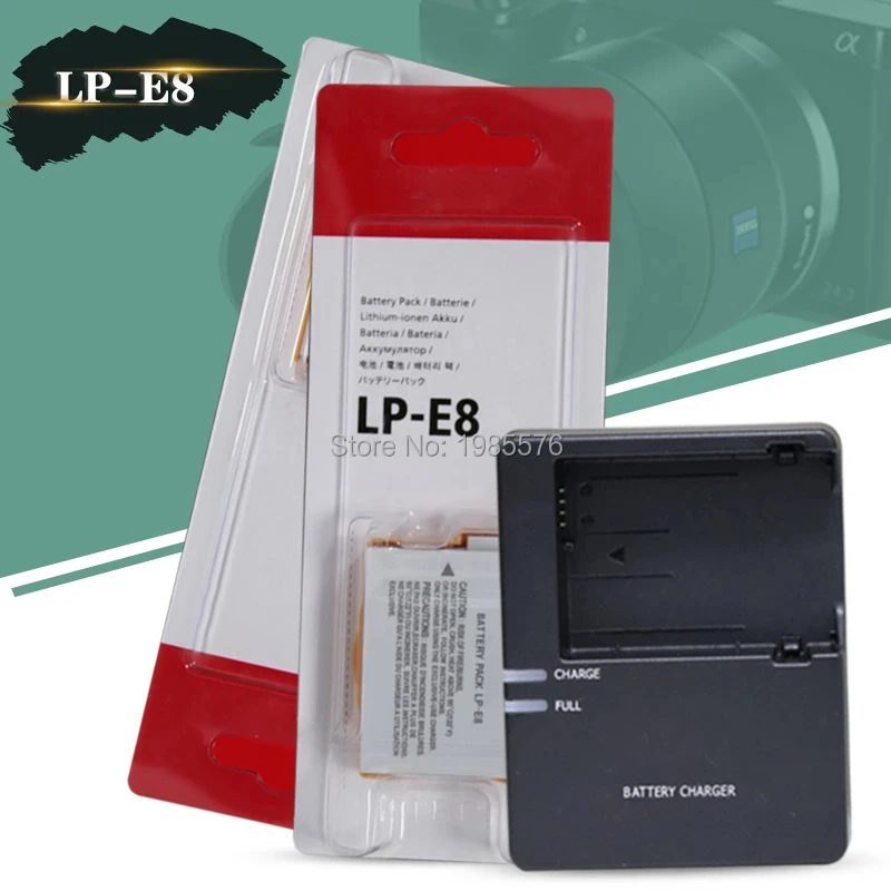 

Аккумулятор для фотоаппарата 2pcs LP-E8 LPE8 LP E8 для прочного EOS 550D 600D 650D 700D Rebel X4 X5 X6i X7 с зарядным устройством для цифровой камеры