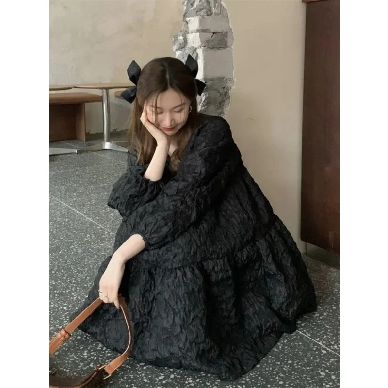 QWEEK готическое черное платье большого размера в стиле Харадзюку женские