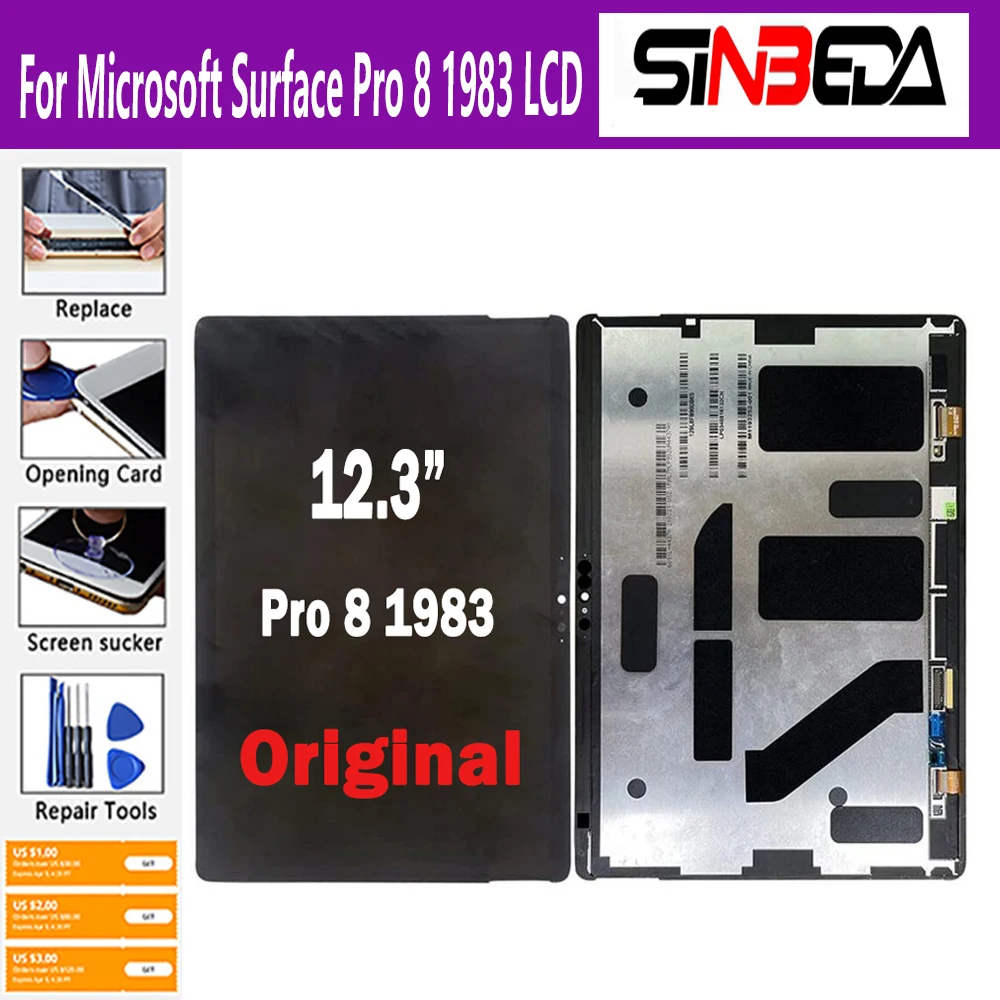 

Original LCD 12.3" For Microsoft Surface Pro 8 1983 LCD Display Touch Screen Digitizer Assembly For Surface Pro 8 Pro8 LCD