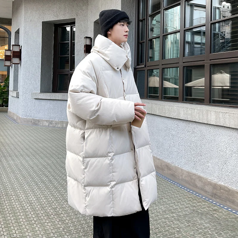 Winter Jacket Men Warm Fashion Oversized Thickened Long Coat Men Korean Loose Black Beige Thick Jacket Mens Parker Clothes M-2XL