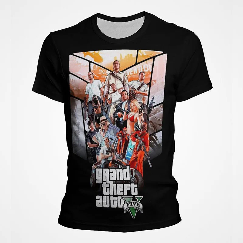

2022 Summer New Game Grand Theft Auto GTA 3D Print T Shirt Men Short Sleeve Children Cool Tops Tee Casual Clothes